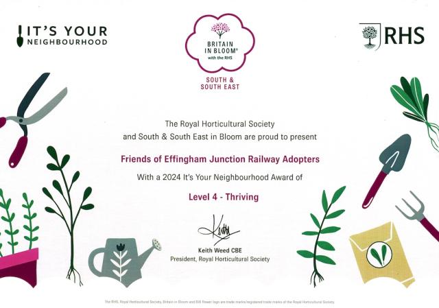 Effingham Junction Station awarded Britain in Bloom